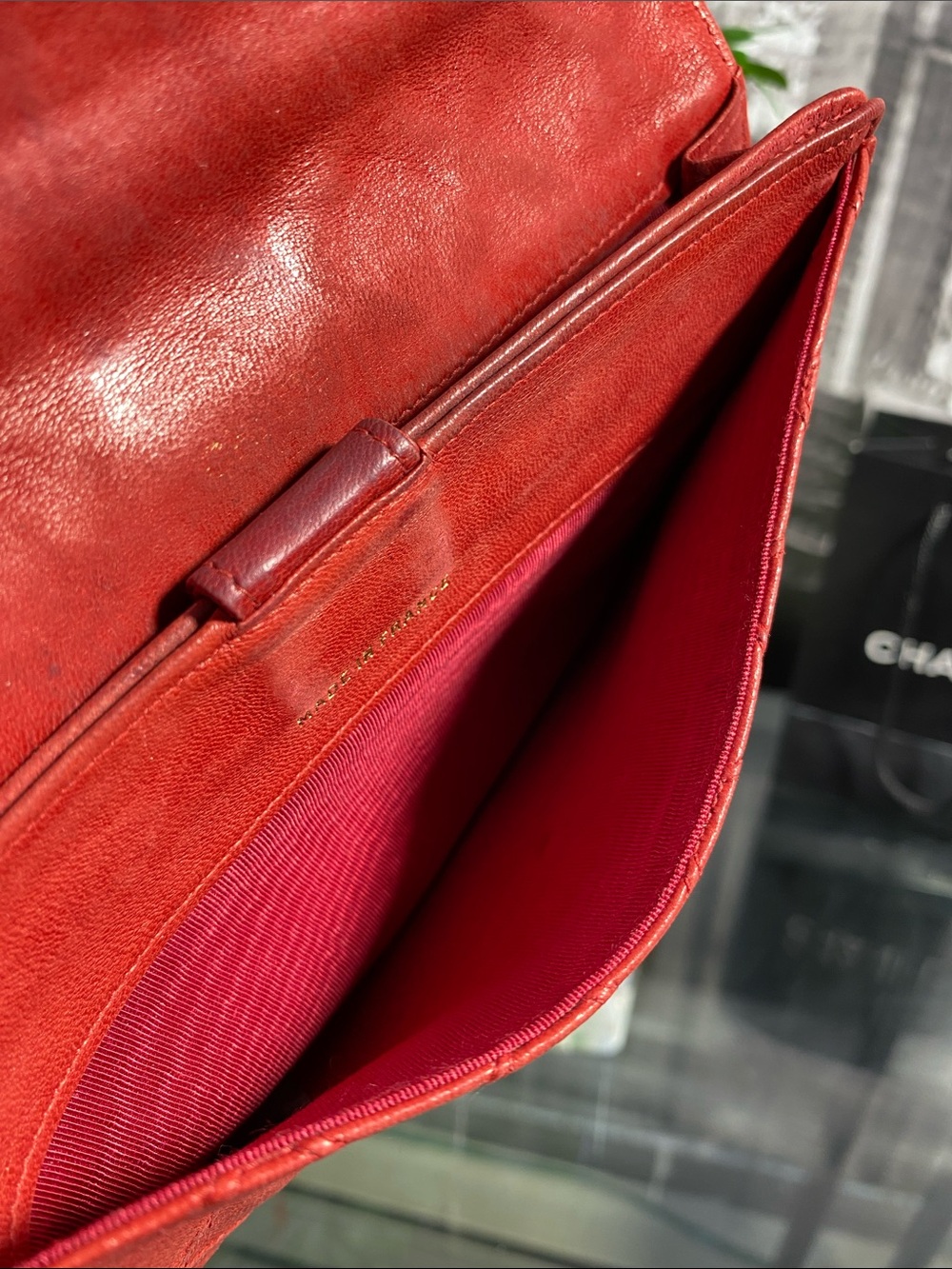 Authentic CHANEL Red Quilted CC Leather Envelope Flap Wallet - Picture 15 of 17
